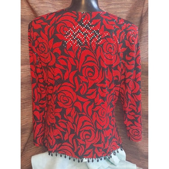 MSK Women's Red and Black Evening Top Large - Picture 2 of 4